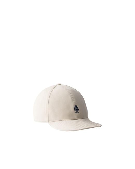 Prada White Embroidered Logo Baseball Cap for men