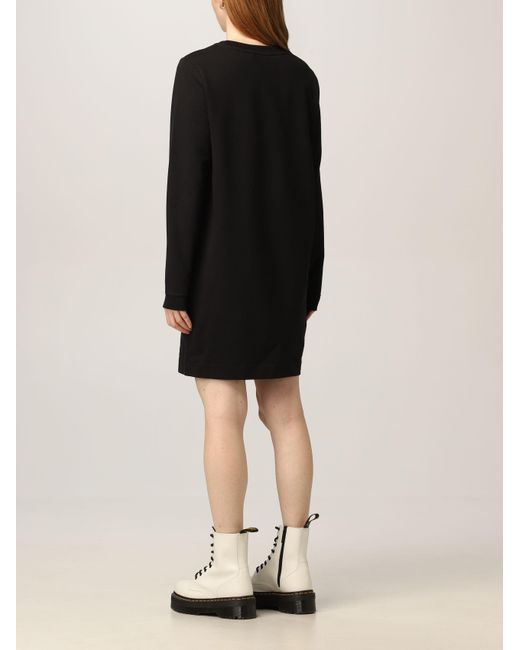 Moschino Black Heart-Print Sweatshirt Dress