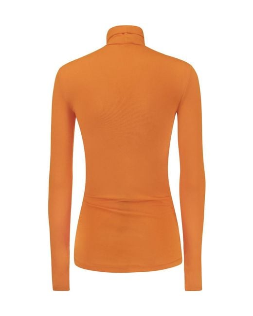 Sportmax Orange High-Neck Knitted Pullover