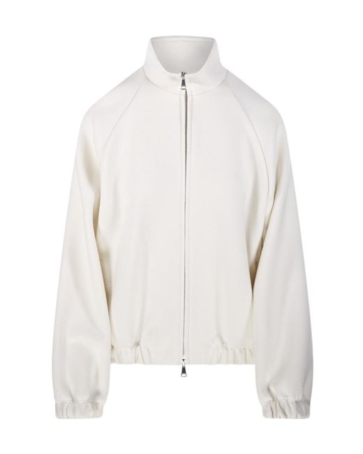 Max Mara White Frine High-Neck Zipped Sweatshirt