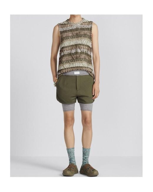 Dior Gray Homme Logo Patch Ribbed Shorts for men