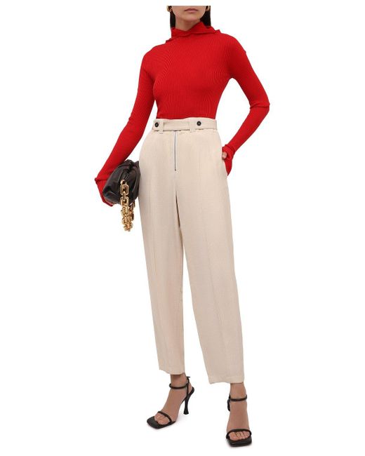 Jil Sander Red Ribbed-Knit Hoodie
