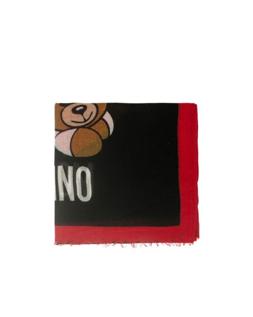 Moschino Red Teddy Bear Print Scarf for men