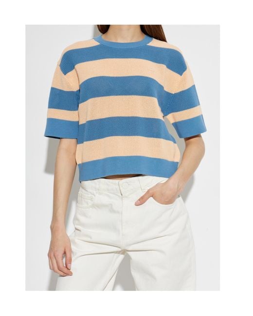 Lacoste Blue Striped Round-Neck Knitted T-Shirt