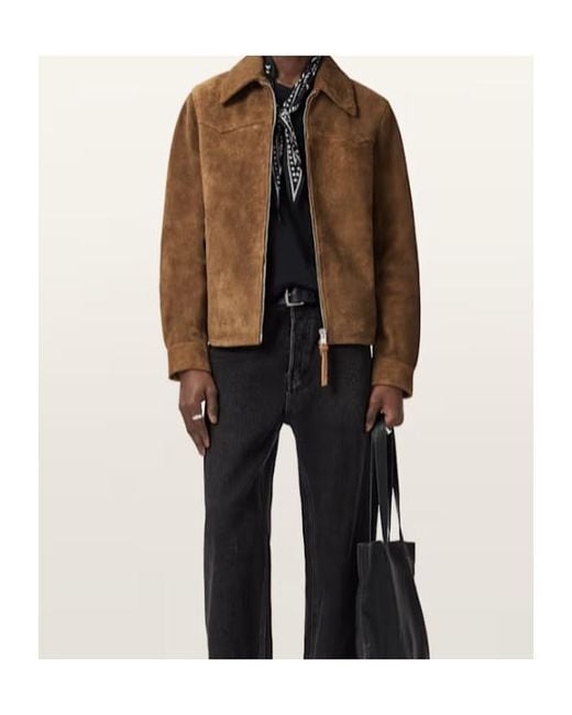 AllSaints Brown Dellcot Suede Jacket for men