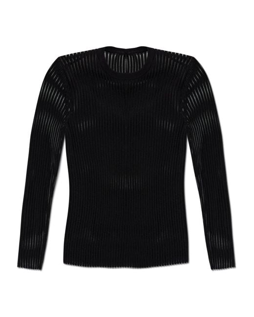Helmut Lang Black Spaced Sheer Crewneck Top