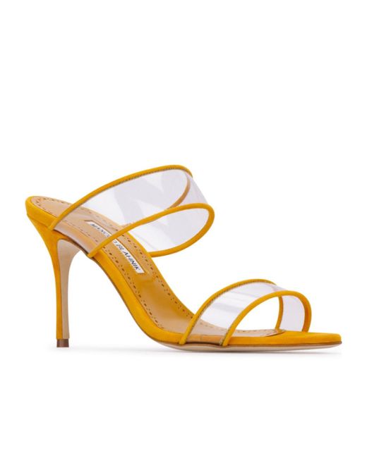 Manolo Blahnik Metallic Invymu Stiletto Heel Sandals