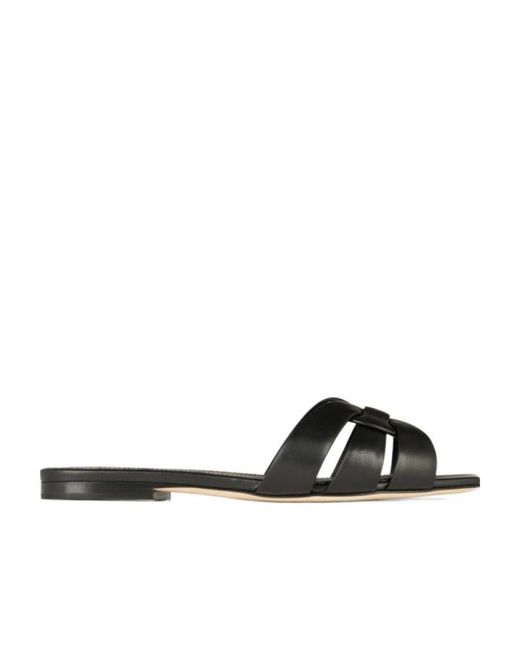 Saint Laurent Black Logo Slippers