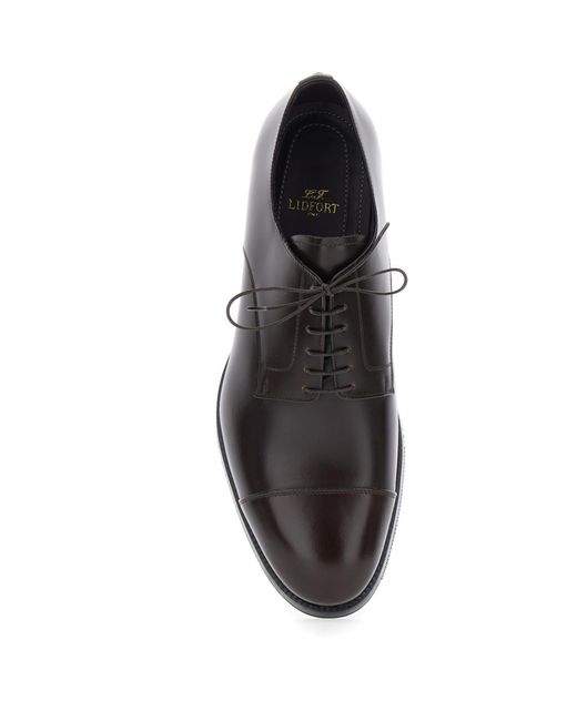 Lidfort Black Antick Cap-Toe Derby Shoes for men