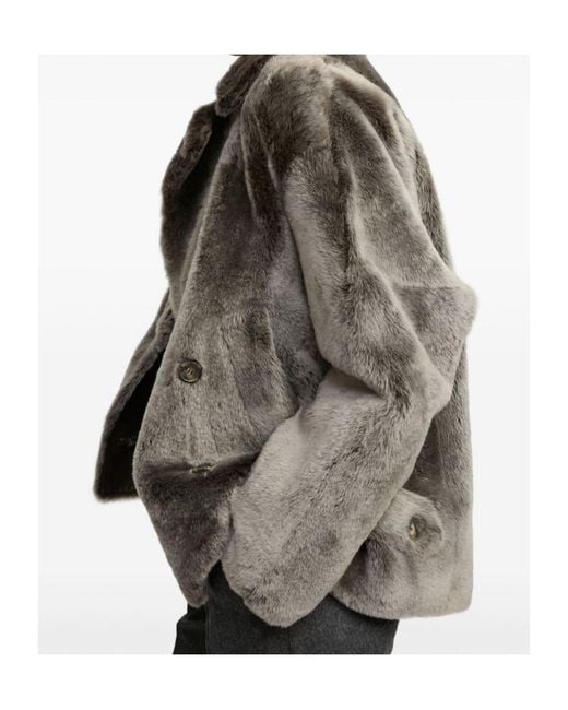 Yves Salomon Green Shearling Pea Jacket