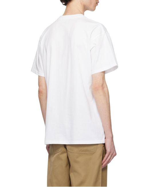 Carhartt White Script Logo Embroidered T-Shirt for men