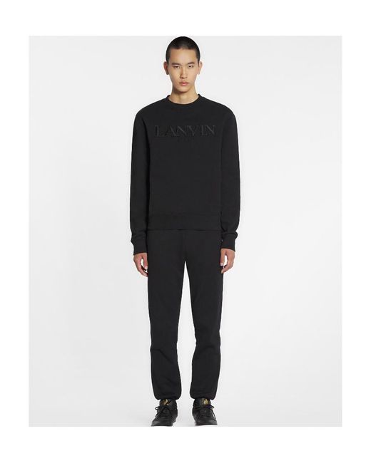 Lanvin Black Curb Woven Drawstring Track Pants for men