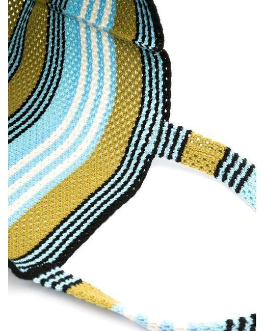 Lanvin Blue Striped Crochet Cotton Tote Bag