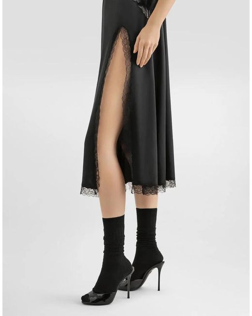 Dolce & Gabbana Black Lace-Trim Slip Dress