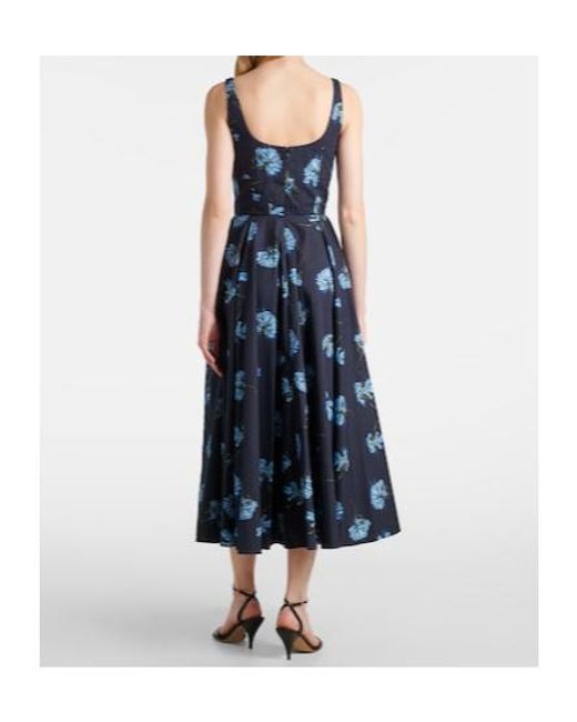 Emilia Wickstead Blue Floral Cotton Midi Dress