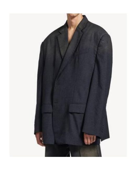 Balenciaga Blue Wool Faded Blazer for men
