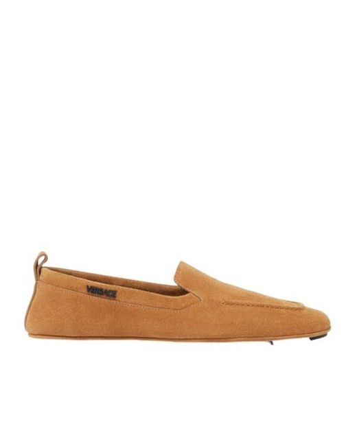Versace Brown Villa Square-Toe Driver Shoes for men