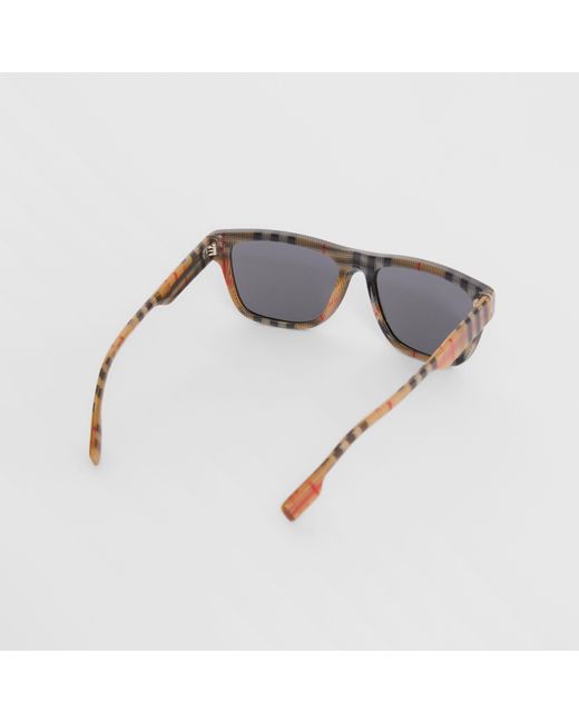 Burberry Multicolor Check Rectangular Sunglasses for men