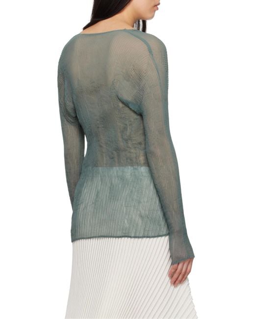 Issey Miyake Green V-Neck Top