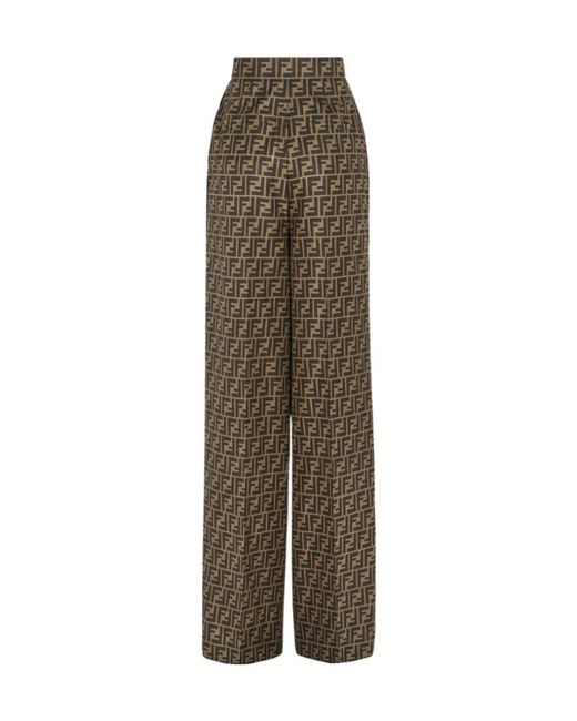Fendi Natural Allover Ff Printed Straight-Leg Pants