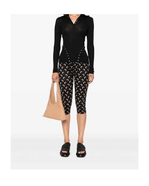 MARINE SERRE Black Crescent Moon-Print Trousers