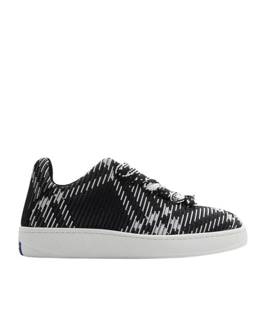 Burberry Black Check Knit Low-Top Sneakers