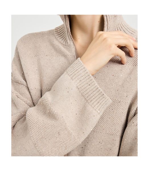 Brunello Cucinelli Natural Stripe Cardigan