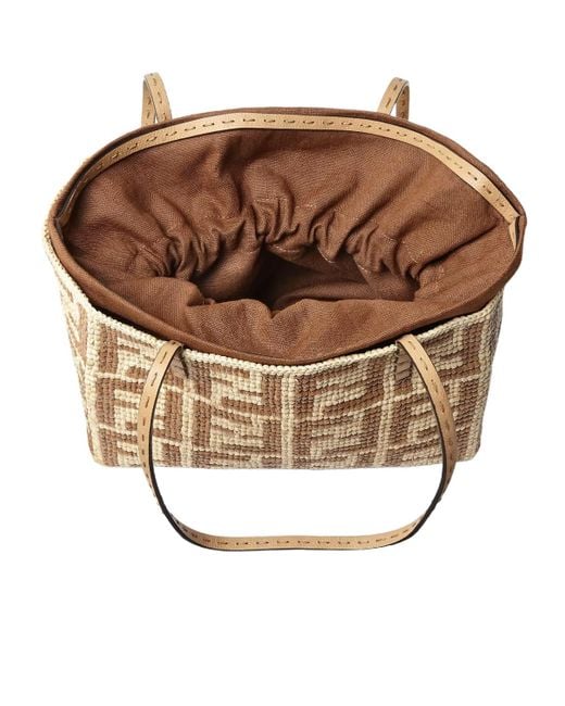 Fendi Metallic Small Roll Ff Crochet Drawstring Bucket Bag