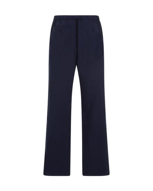 Palm Angels Blue Logo Embroidered Drawstring Pants for men