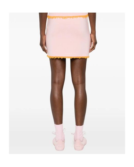 Casablanca Pink Double Face Frayed-Edege Mini Skirt