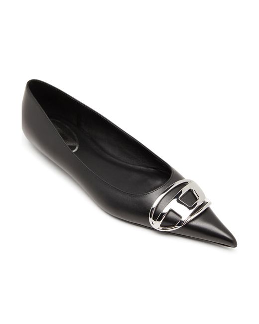 DIESEL Black D-Venus Leather Ballerina Shoes
