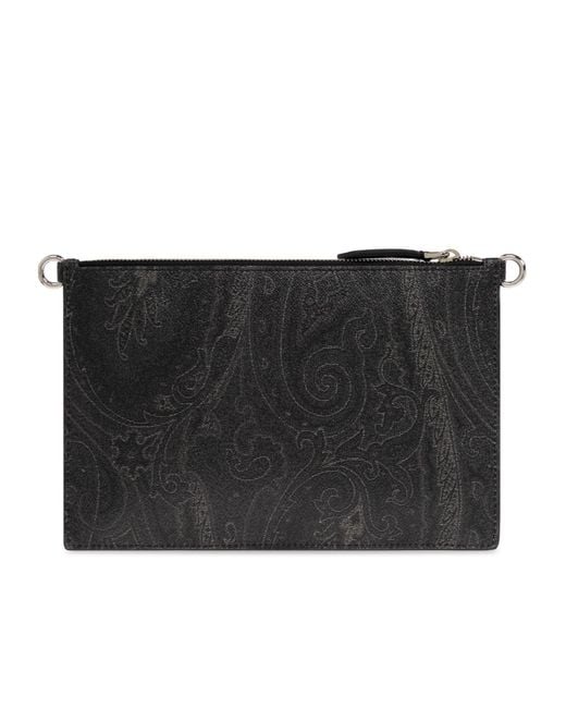 Etro Black Pegaso Zip-Up Shoulder Bag for men