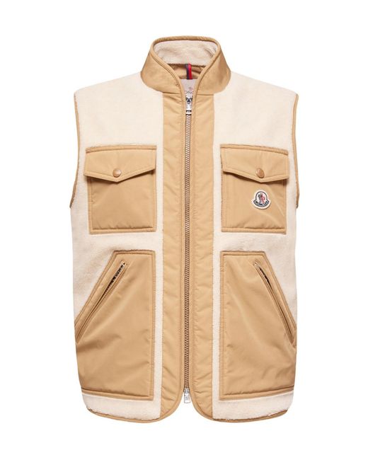 Moncler Natural Logo Patch Zip-Up Gilet for men