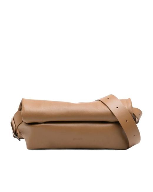 Jil Sander Brown Small Rollup Shoulder Bag