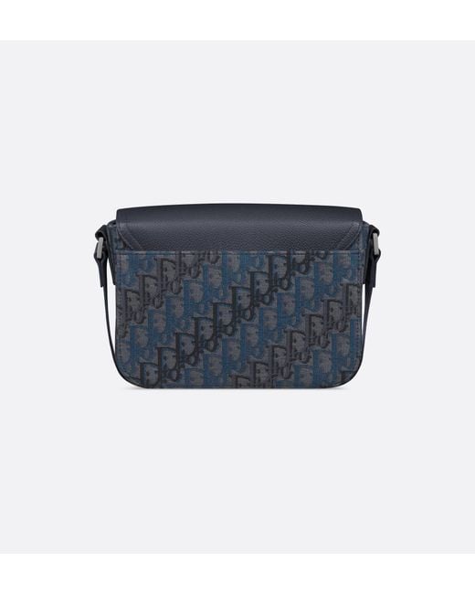 Dior Blue Small Saddle Messenger Bag With Flap for men