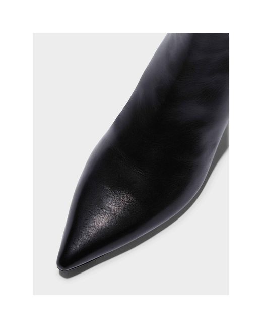 Aeyde Black Cow Print Ankle Heeled Boots