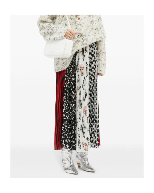 MSGM Red Patchwork-Print Skirt