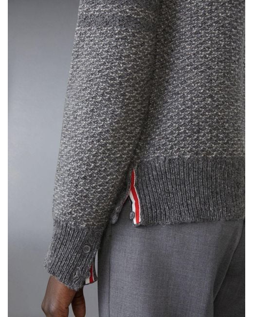 Thom Browne Gray V-Neck Chunky-Knit Cardigan for men