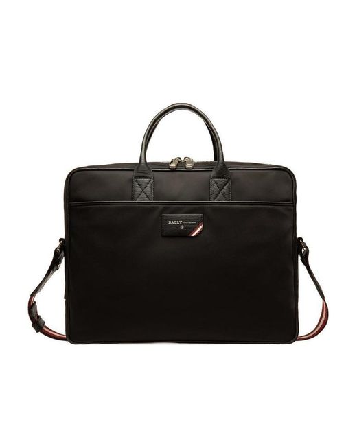 Bally Black Faldy Logo Patch Briefcase Bag for men