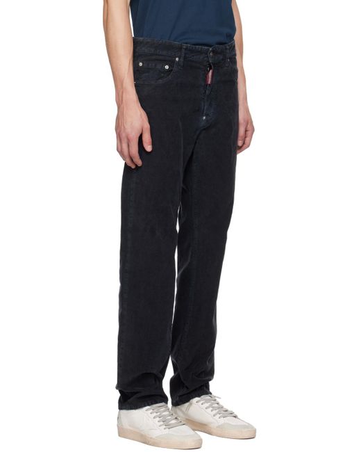 DSquared² Black Straight-Leg Corduroy Trousers for men