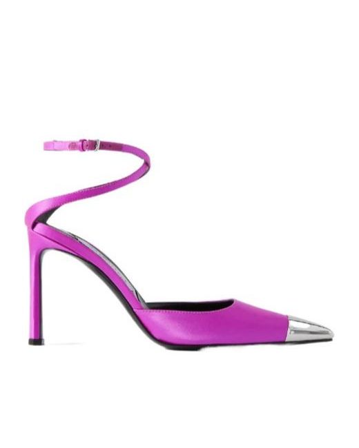 Sergio Rossi Pink Area Metal-Trimmed Satin Pumps