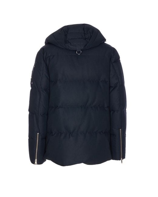 Moose Knuckles Blue Zip Detailed Hooded Coat for men
