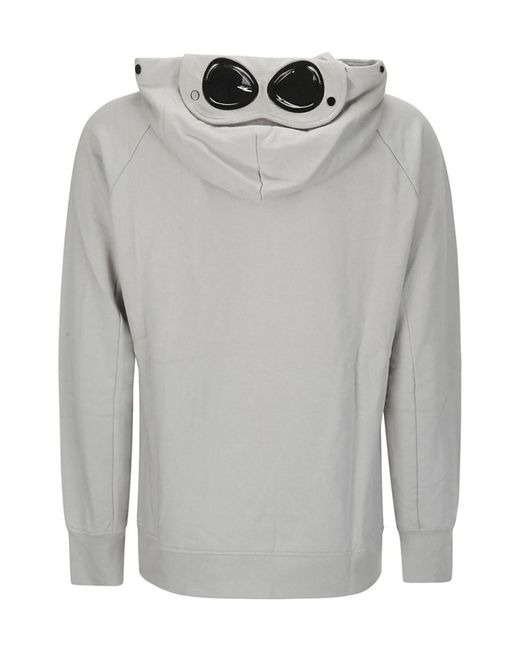 C P Company Gray Diagonal Raised Fleece Goggle Hoodie for men