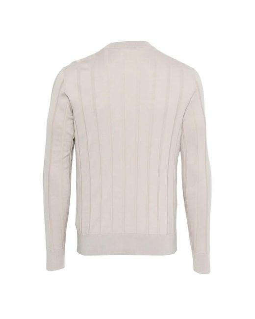 Eleventy White Ribbed Round-Neck Sweater for men