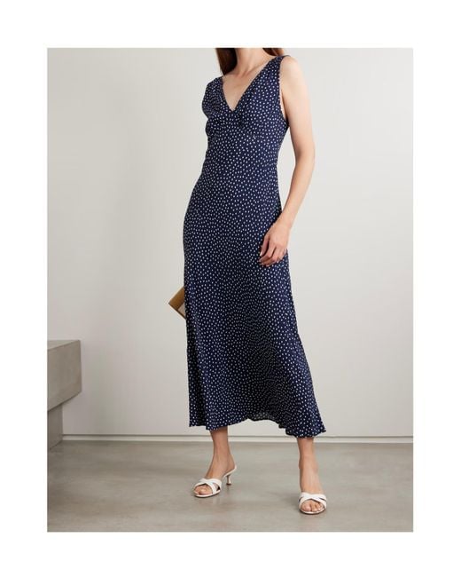 Rixo Blue V-Neck Sleeveless Dress