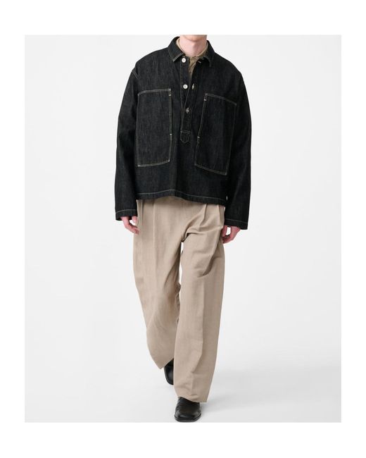 Studio Nicholson Black York Denim Polo Shirt for men