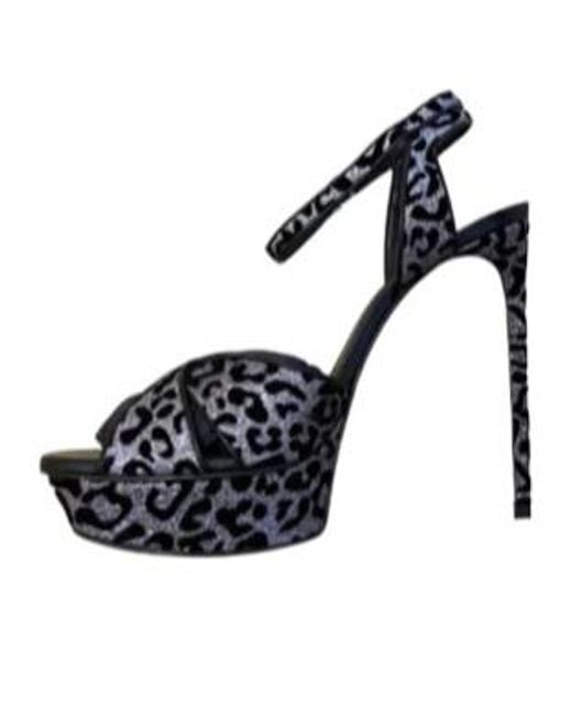 Saint Laurent Black Logo High-Heeled Sandals