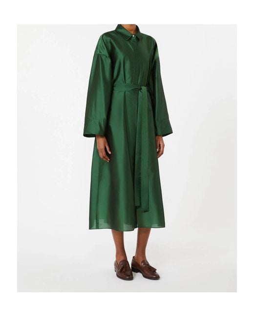 Max Mara Green Belted Midi Dress