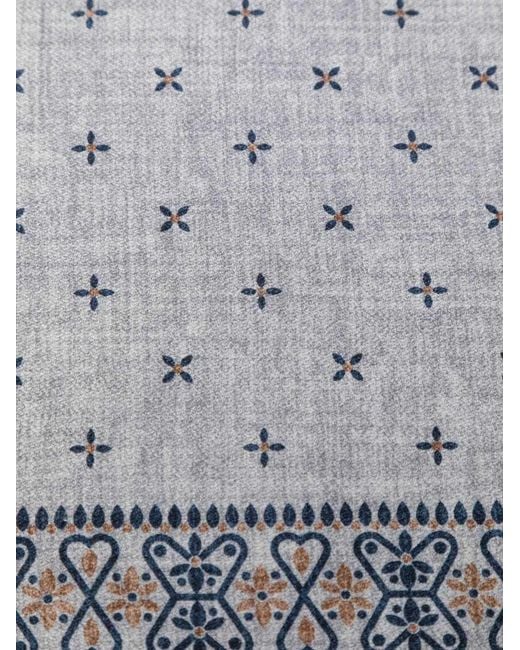 Brunello Cucinelli Gray Geometric-Print Pocket Square for men