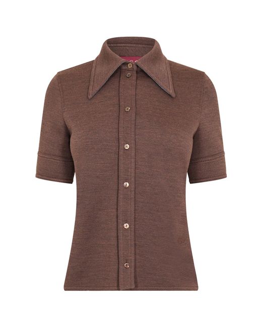 Gucci Brown Short-Sleeve Patterned Shirt